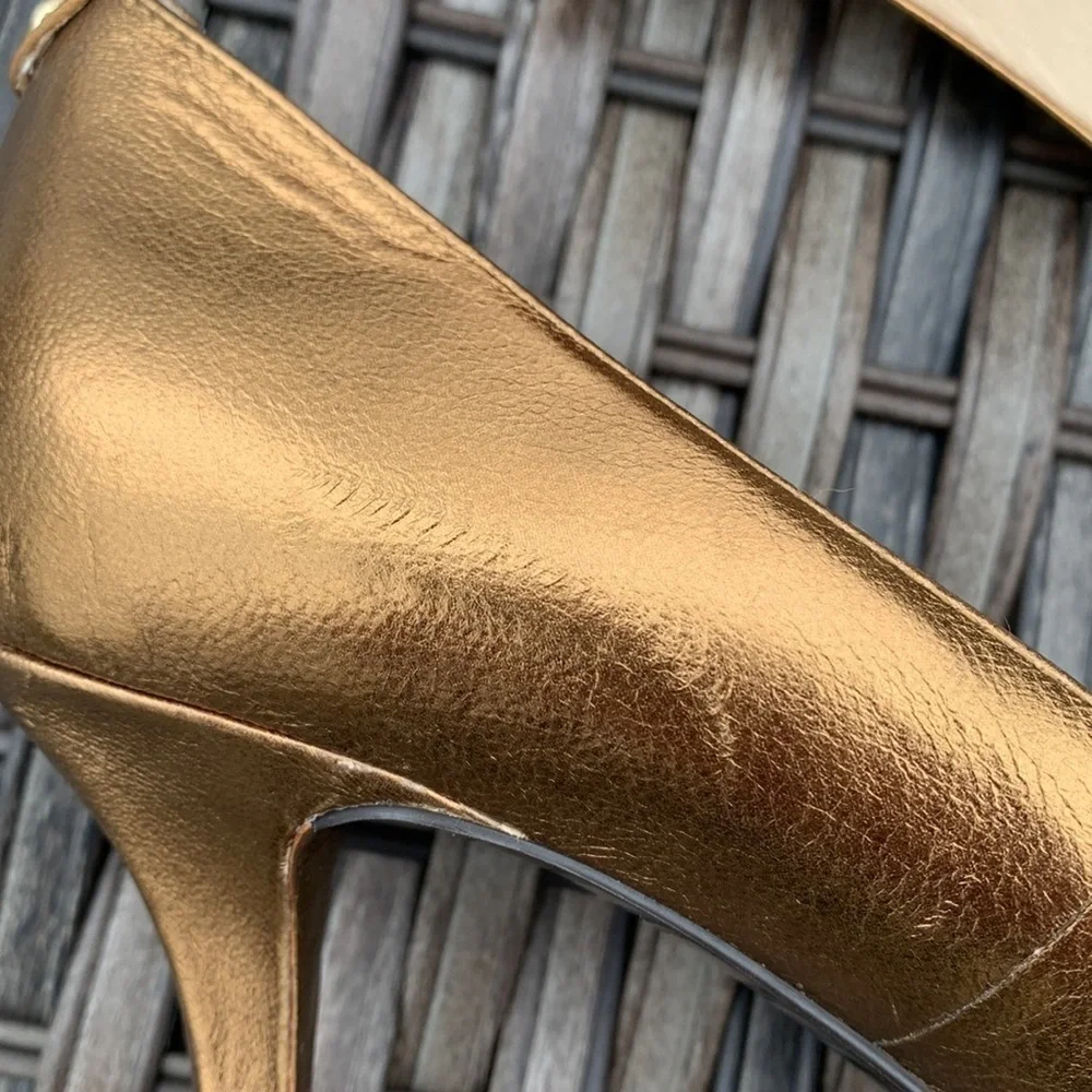 Michael MICHAEL KORS bronze peep toe pumps